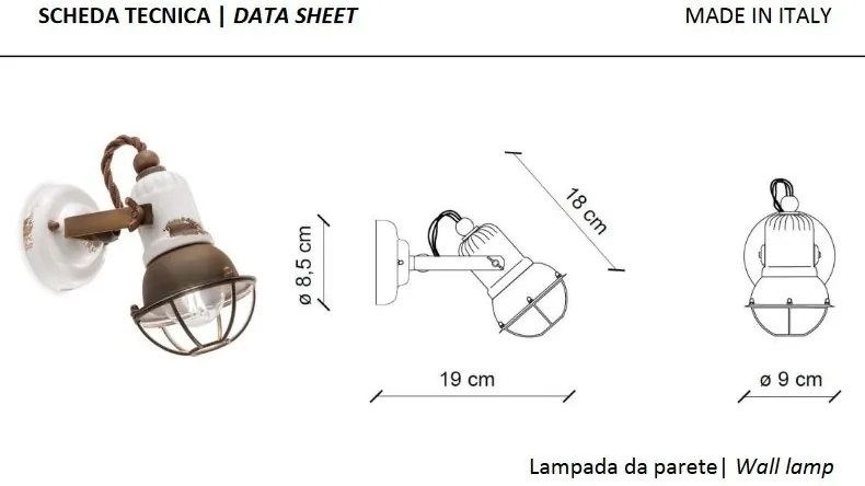 Aplica de perete design retro realizat manual din ceramica LOFT
