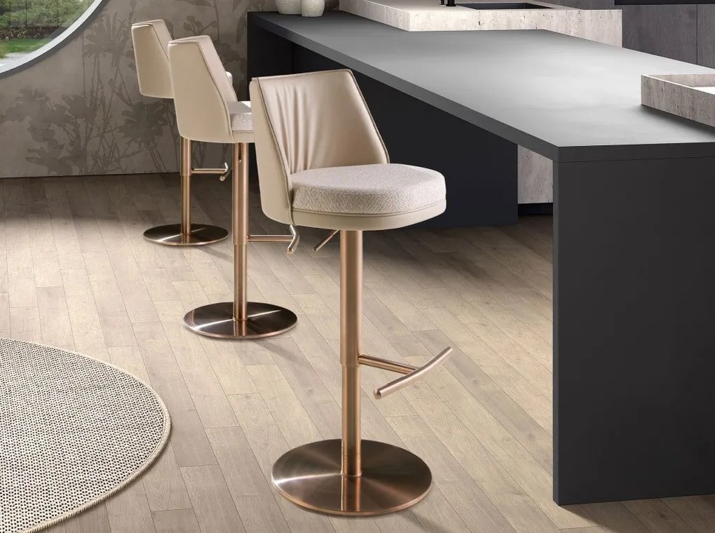 Scaun de bar pivotant cu inaltime reglabila Stool crem