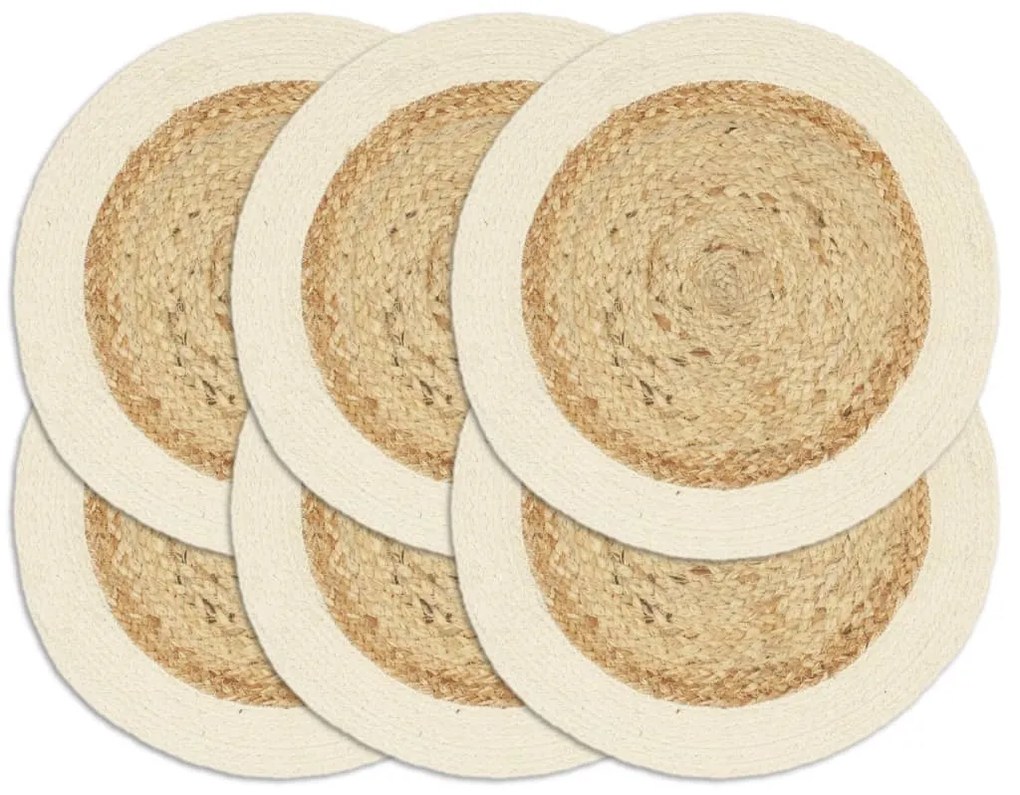 vidaXL Naproane, 6 buc., natural, 38 cm, iută și bumbac, rotund