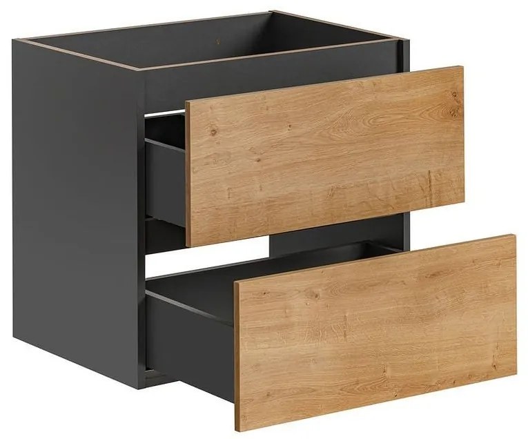 Masca lavoar suspendata Monako grey oak 80 cm, gri cu stejar