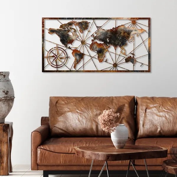 Decorațiune de perete 120x60 cm metal hartă a lumii