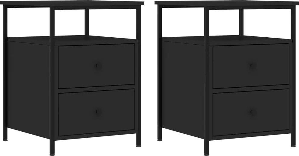 vidaXL Noptiere, 2 buc., negru, 44x45x60 cm, lemn compozit