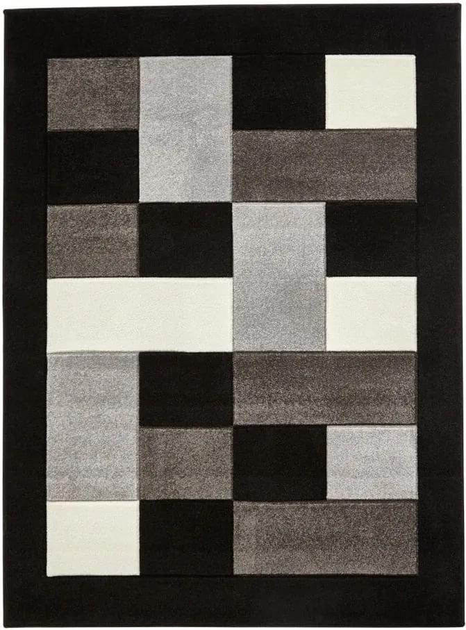 Covor Think Rugs Matrix, 80 x 150 cm, gri - negru