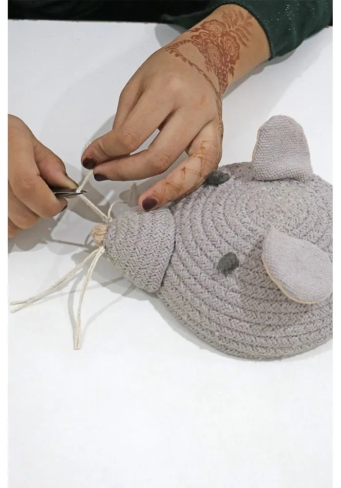 Coș de jucării pentru copii gri din material textil ø 15x15 cm Mini Renata the Rat – Lorena Canals