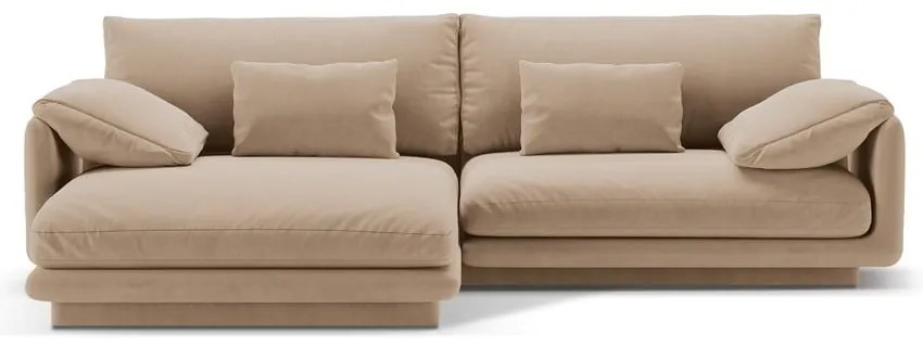 Colțar bej cu tapițerie din catifea (cu colț pe partea stângă /cu șezlong) Torino – Micadoni