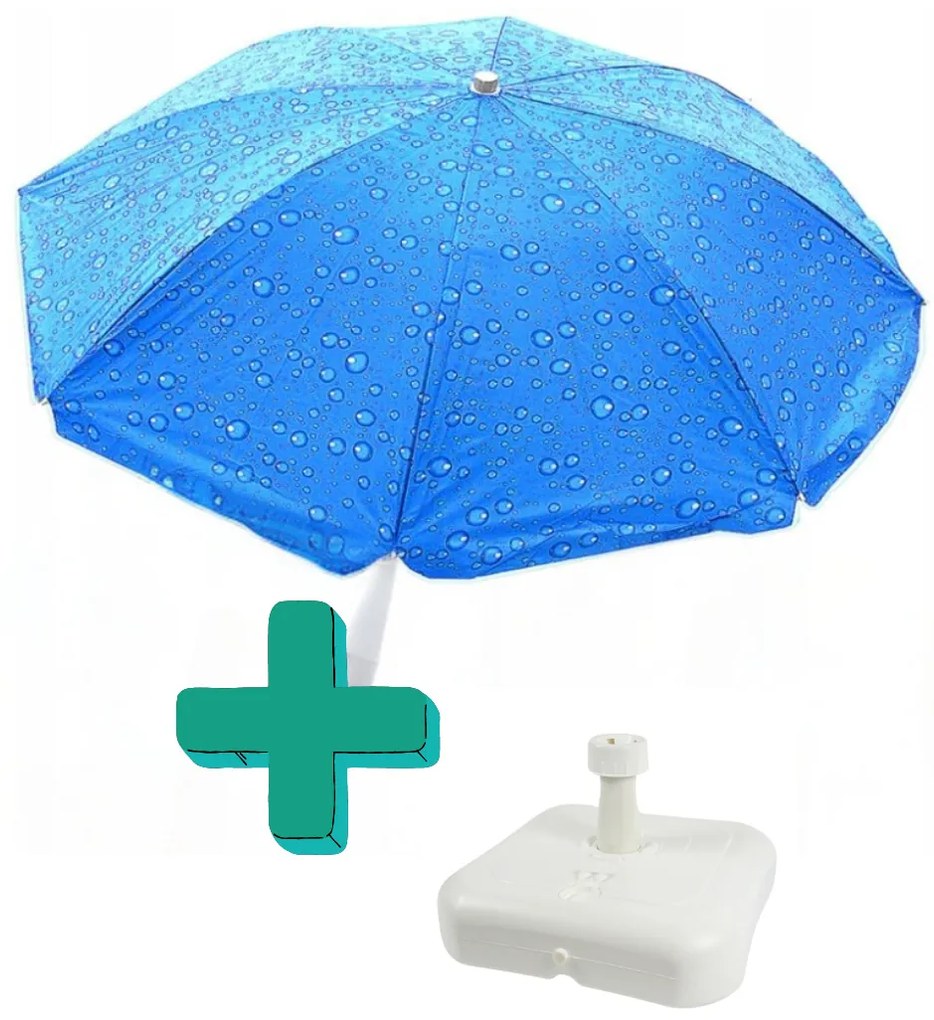 Set umbrela de plaja ALVO 220cm albastru + suport ZEPHY