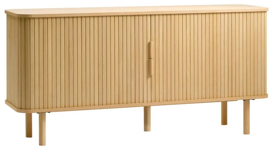 Comodă joasă cu aspect de lemn de stejar cu ușă glisantă 76x160 cm Cavo – Unique Furniture