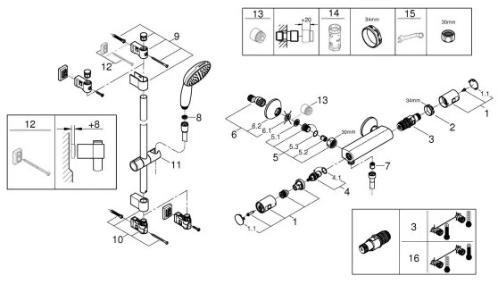 GROHE 34597001 - Baterie termostatică pentru duș PRECISION START DN 15, crom