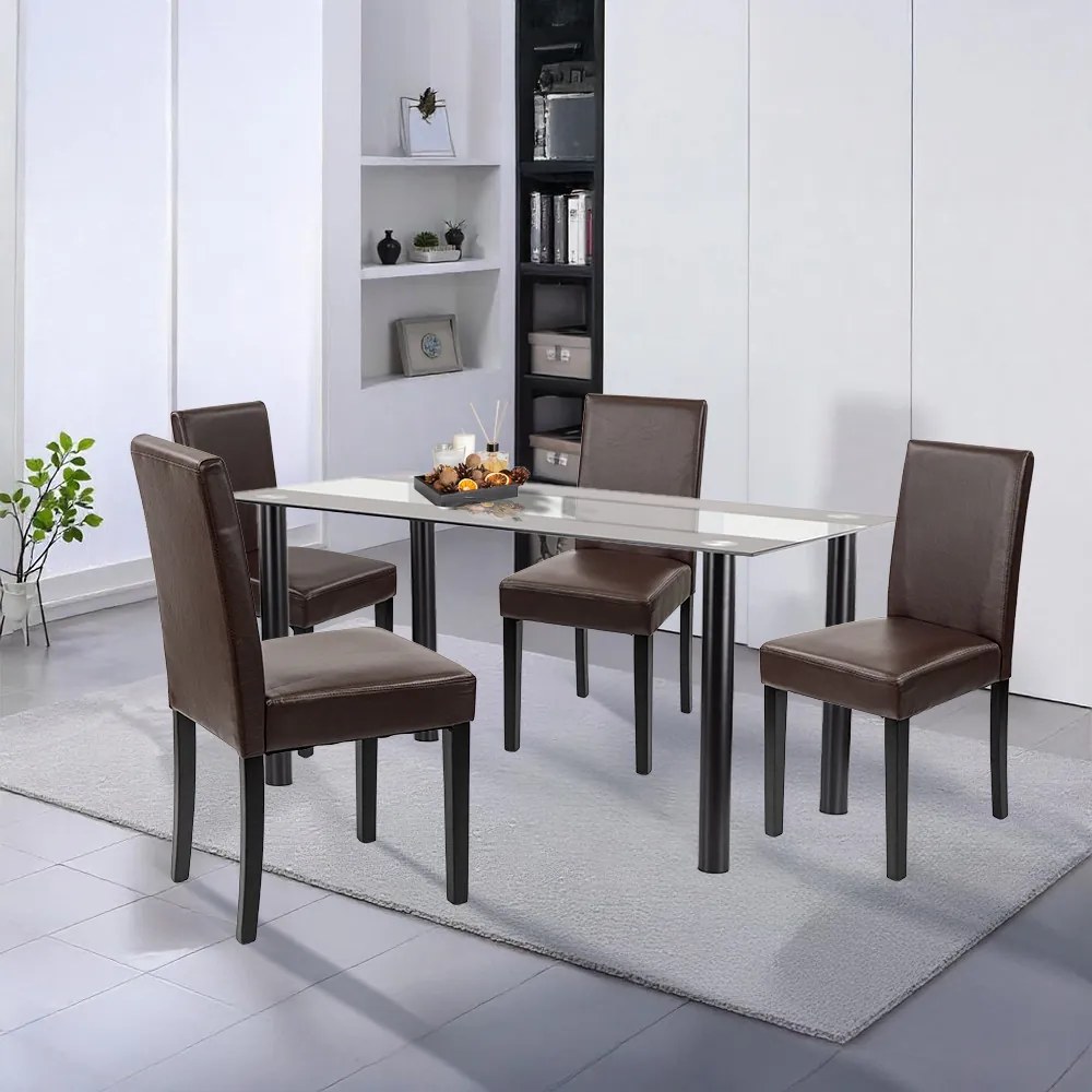 Set de masă Cadiz 4+1 negru-maro