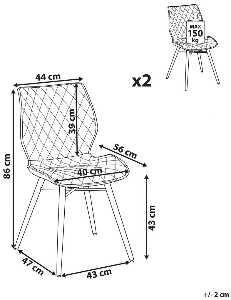 Set 2 buc. scaune pentru sufragerie Lissa (albastru). 1009994