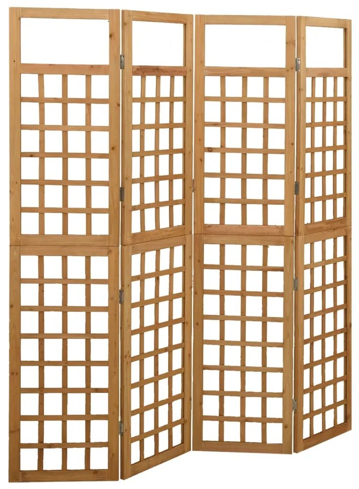 vidaXL Separator cameră cu 4 panouri, 161x180 cm, nuiele lemn brad