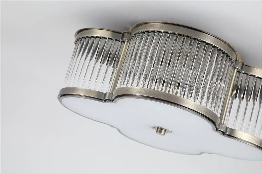 Plafoniera metal alama antique, sticla Lotus 3L
