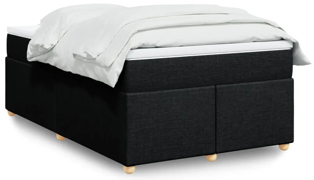 vidaXL Pat box spring cu saltea, negru, 120x190 cm, catifea