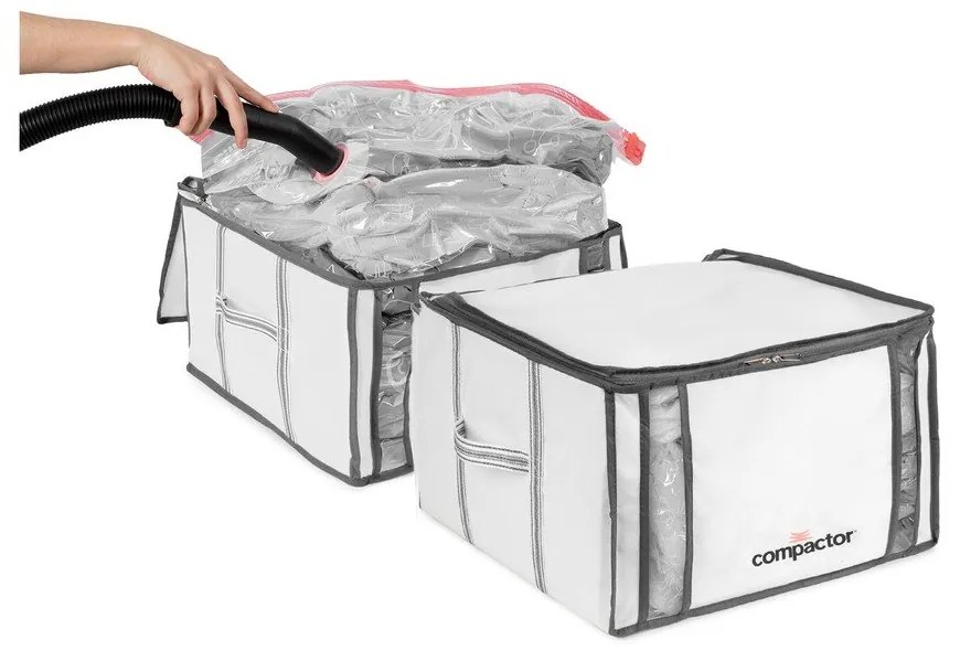 Cutii de depozitare pentru haine 2 buc. din material textil cu vacuum/cu pereți întăriți 42x25x25 cm Life – Compactor