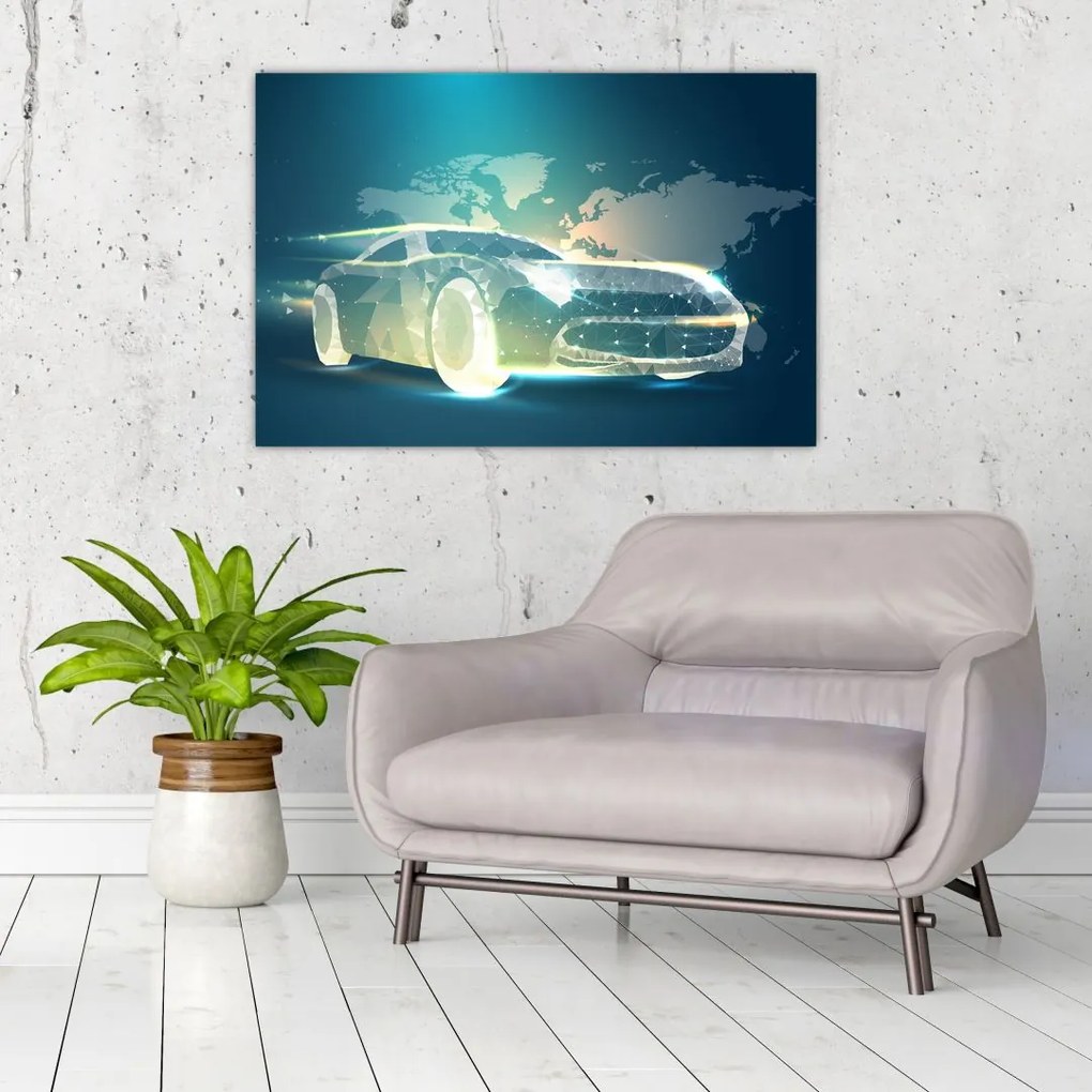 Tablou - Mașină din forme geometrice (90x60 cm)