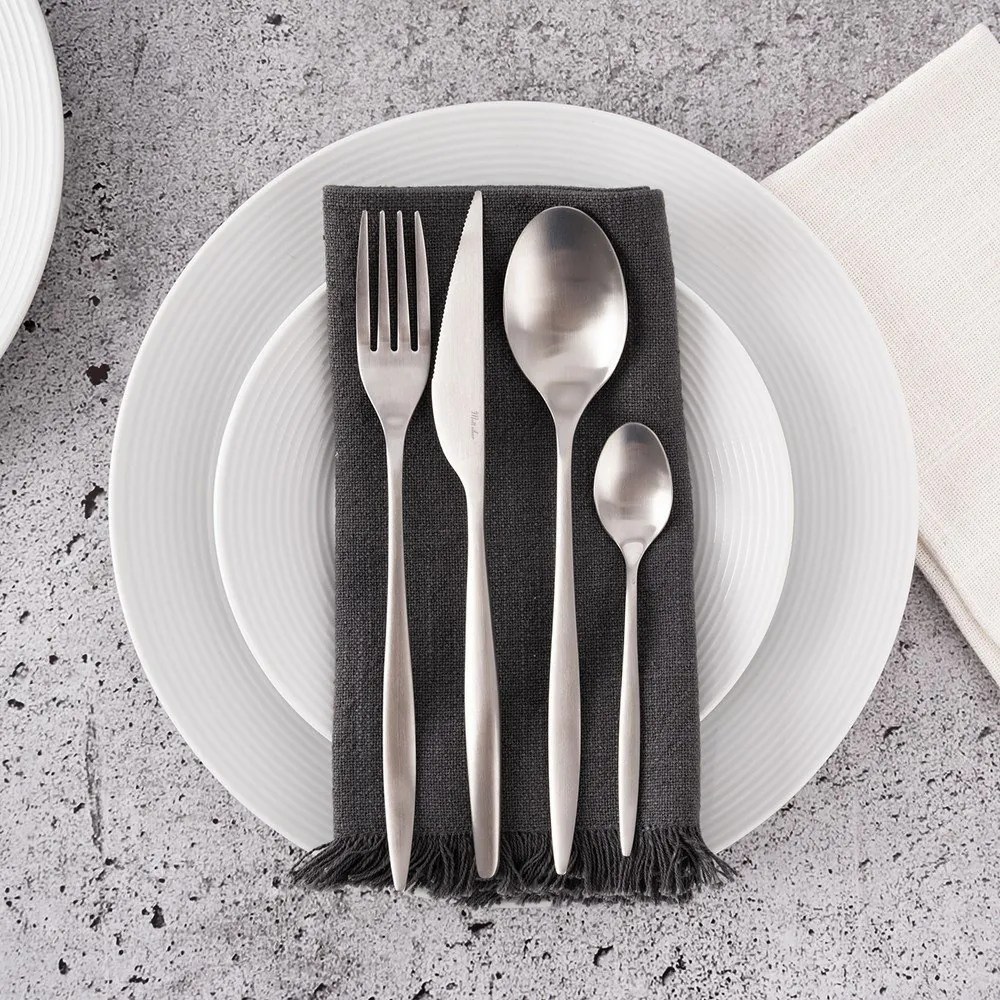 Tacâmuri argintii din oțel inoxidabil 24 buc. – Orion