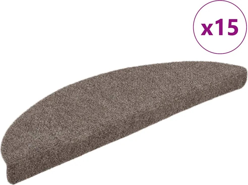 vidaXL Covorașe autoadezive pentru scări, 15 buc., 56x17x3 cm, bej, semirotunde