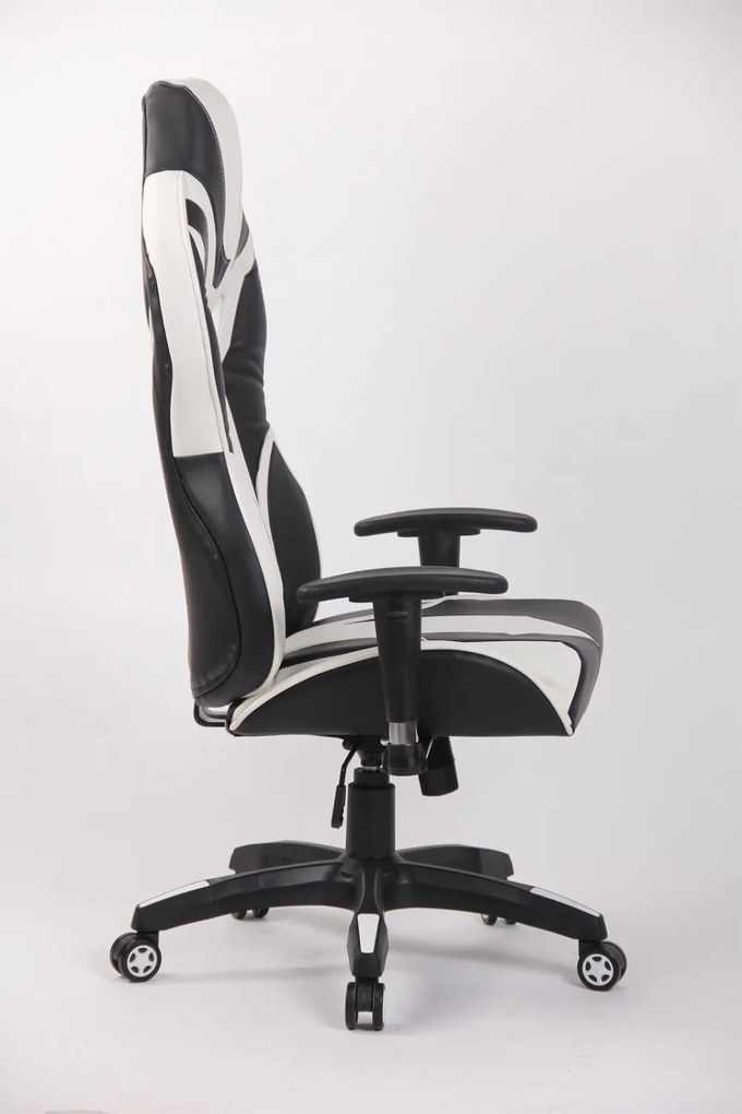 Scaun gaming Genator V8, piele ecologica, Negru/Alb