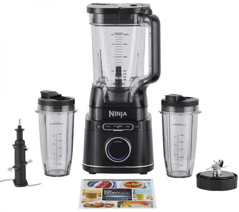 Blender Ninja Detect Power Pro & Single Serve TB301EU, 1200W, 2.1L, 10 viteze + Puls, BlendSense, Torque Detect, Timer, Ingredient Recognition, Negru