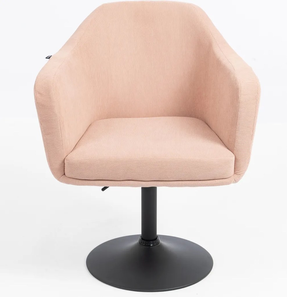 HR832N Scaun Catifea Reiată Premium culoare Roz prăfuit Litchi cu Bază Neagră
