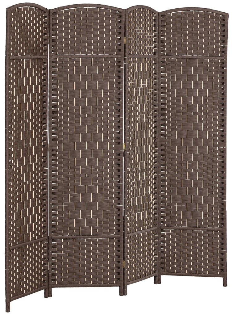 HOMCOM Paravent interior din lemn 4 panouri separator de cameră pliabil pentru sufragerie dormitor 180 x 180 cm maro | Aosom Romania