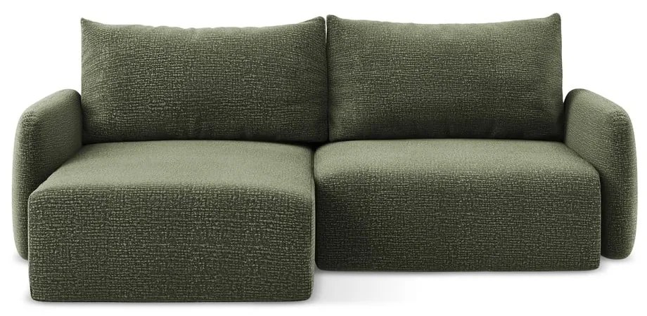 Colțar verde extensibil/cu spațiu de depozitare (cu colț pe partea stângă) Kalena – Makamii