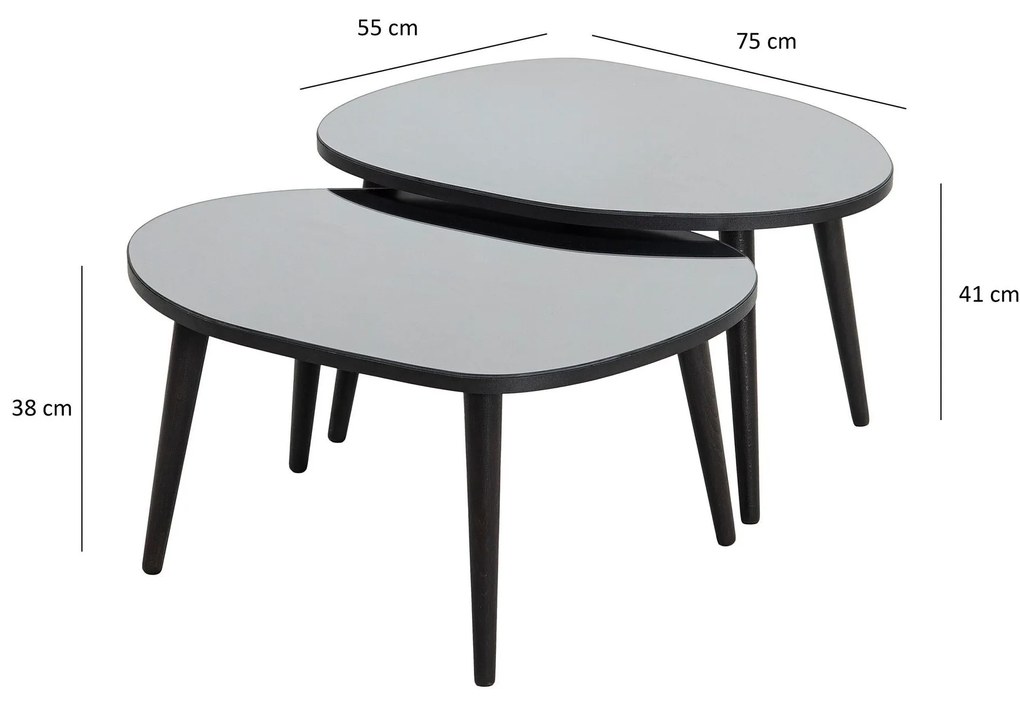 Set 2 buc măsuțe de cafea Gustavo (Negru + Gri). 1088420