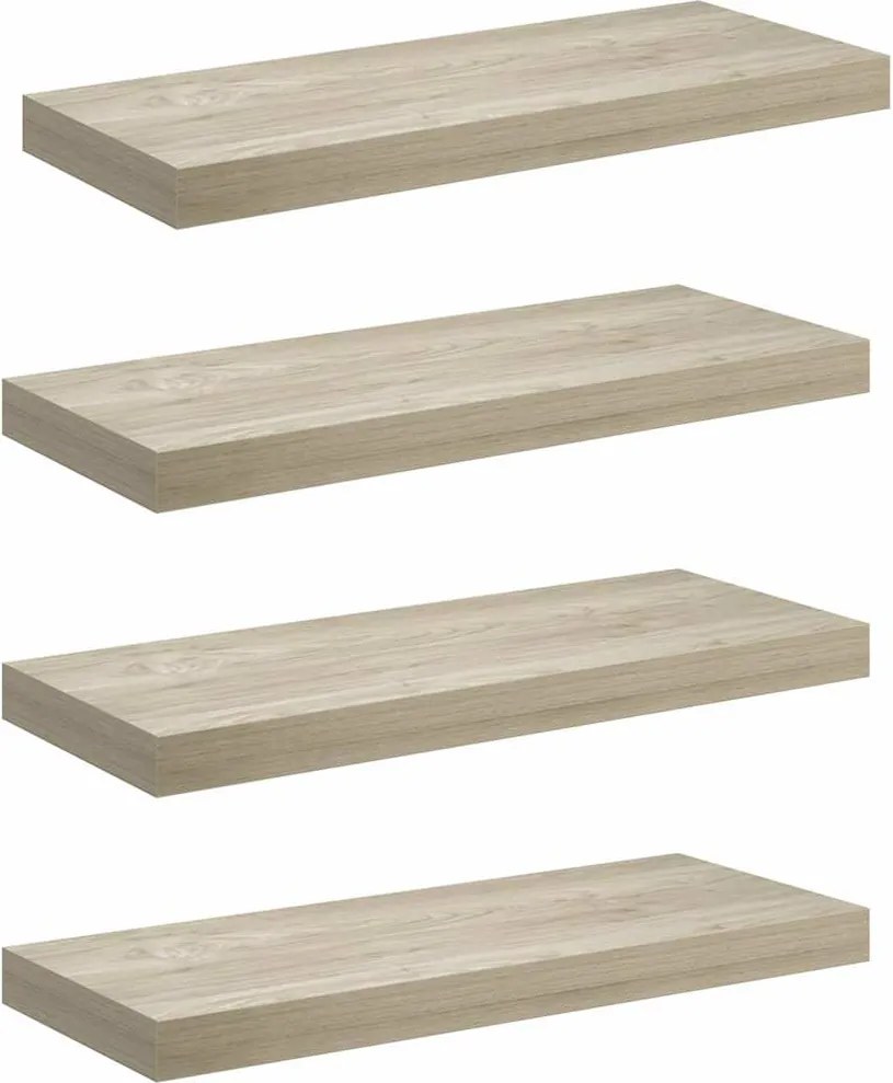 vidaXL Rafturi de perete suspendate, 4 buc., stejar 60x23,5x3,8 cm MDF