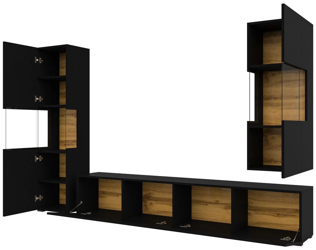 Mobilier living Avernic Typ 10 (onyx negru + Stejar wotan). 1042064