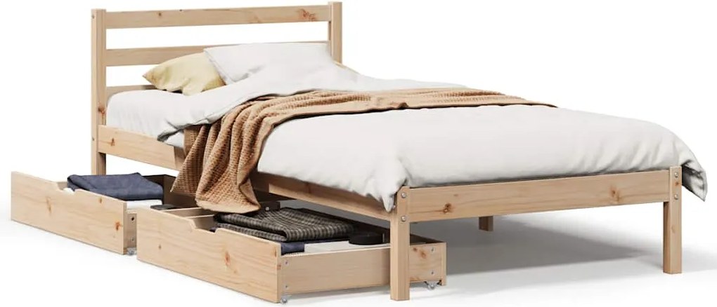 vidaXL Cadru de pat fără saltea, 90x200 cm, lemn masiv pin