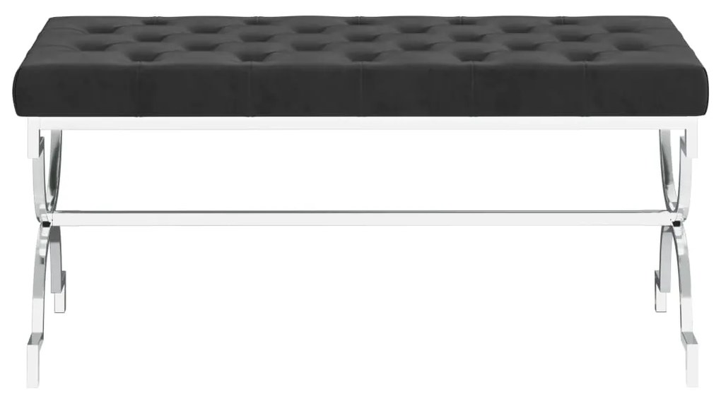 289045 vidaXL Bancă, negru, 99 cm, catifea și oțel inoxidabil