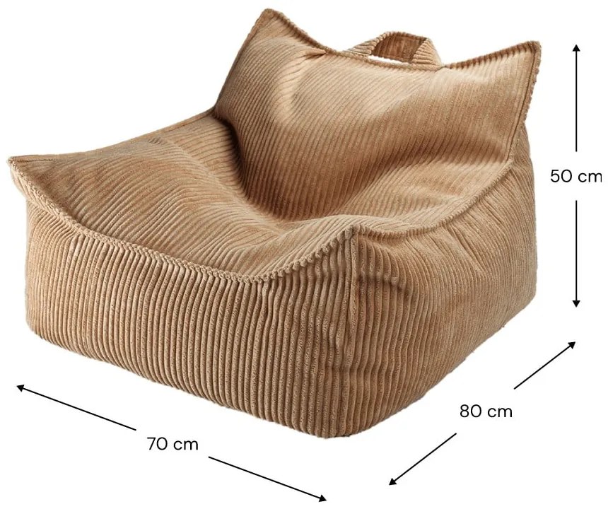 Fotoliu puf pentru copii maro cu tapițerie din catifea reiată Chair – Wigiwama