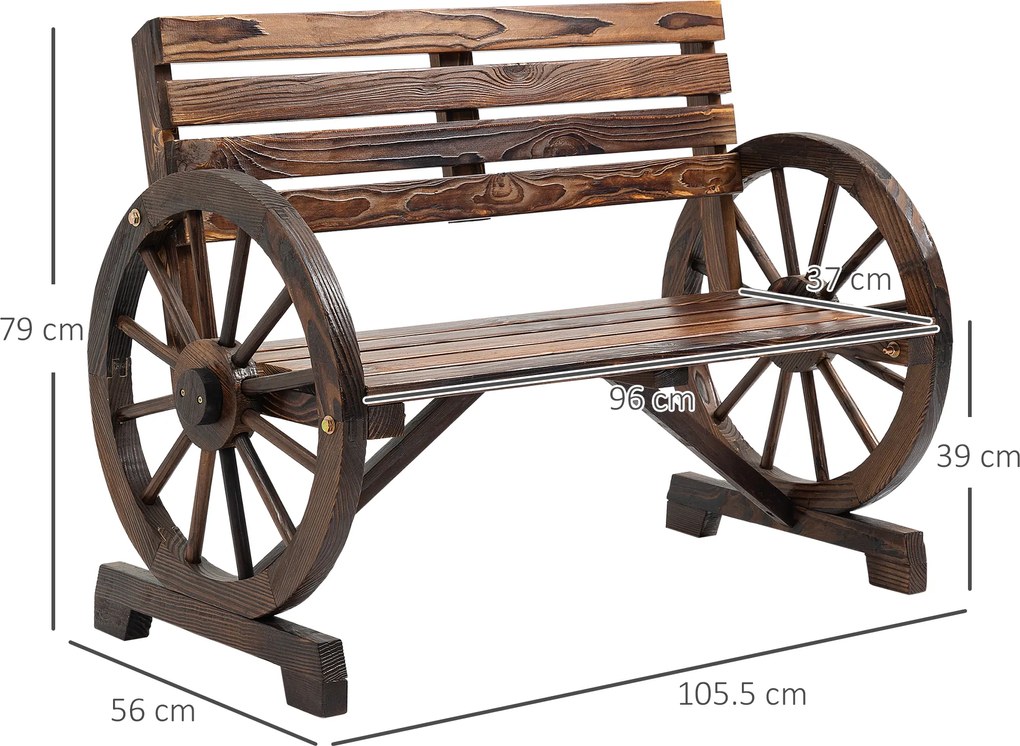 Outsunny Banca Country Fonta 127×60×85 cm – 2‑locuri cu Cotiere Rotative Neagra | Aosom Romania