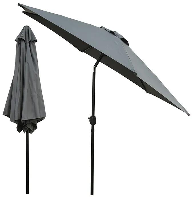 Umbrelă de grădină 2.7m Grey Carruzzo cu suport