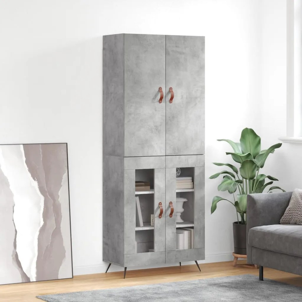 vidaXL Dulap înalt, gri beton, 69,5x34x180, lemn compozit