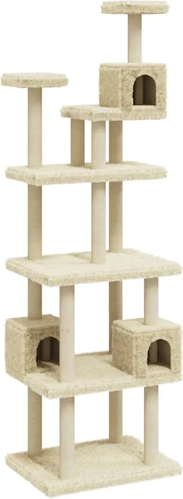 vidaXL Ansamblu pisici cu stâlpi din funie de sisal, crem, 188 cm