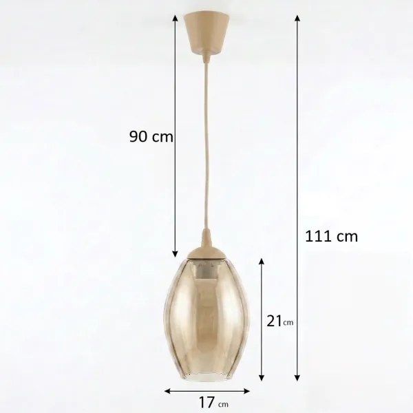 Brilagi - Lustră LED suspendată pe cablu R GLASS 1xE27/60W/230V Ø 17 cm bej/bej fumuriu