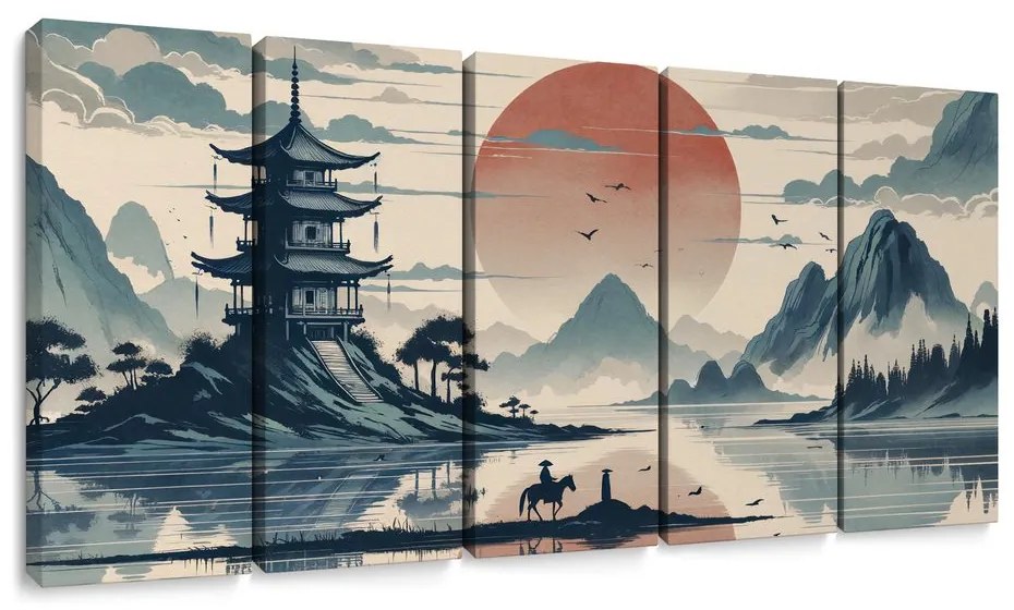 Tablou 5-piese seară liniștită în Japonia