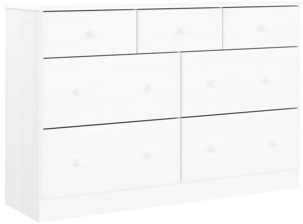 353920 vidaXL Comodă cu sertare ALTA, alb, 112x35x73 cm, lemn masiv de pin