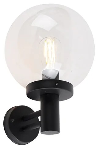 Lampă de perete de exterior neagră cu sferă din plastic IP44 oțel inoxidabil - Sfera