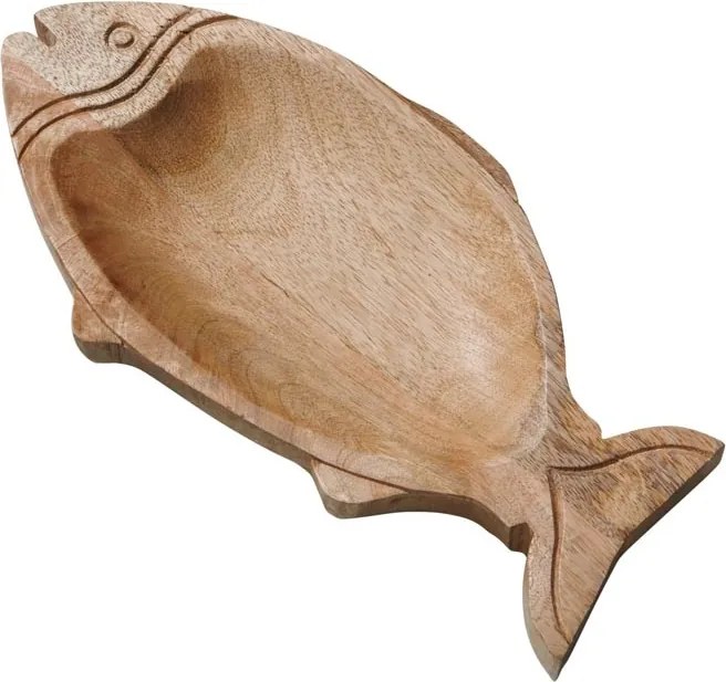 Tava servire, din lemn sculptat, L35.5cm, Fish