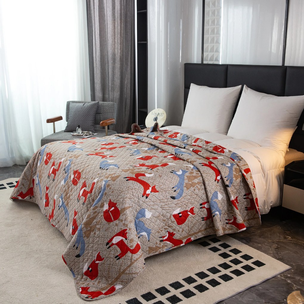 Cuvertura de pat cu model VULPEA ROSIE maro Dimensiune: 170 x 210 cm