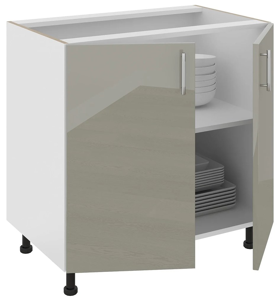 Corp Baza Karo, 2 Usi, Gri Lucios/Alb, MDF, 80 x 50 x 80 cm