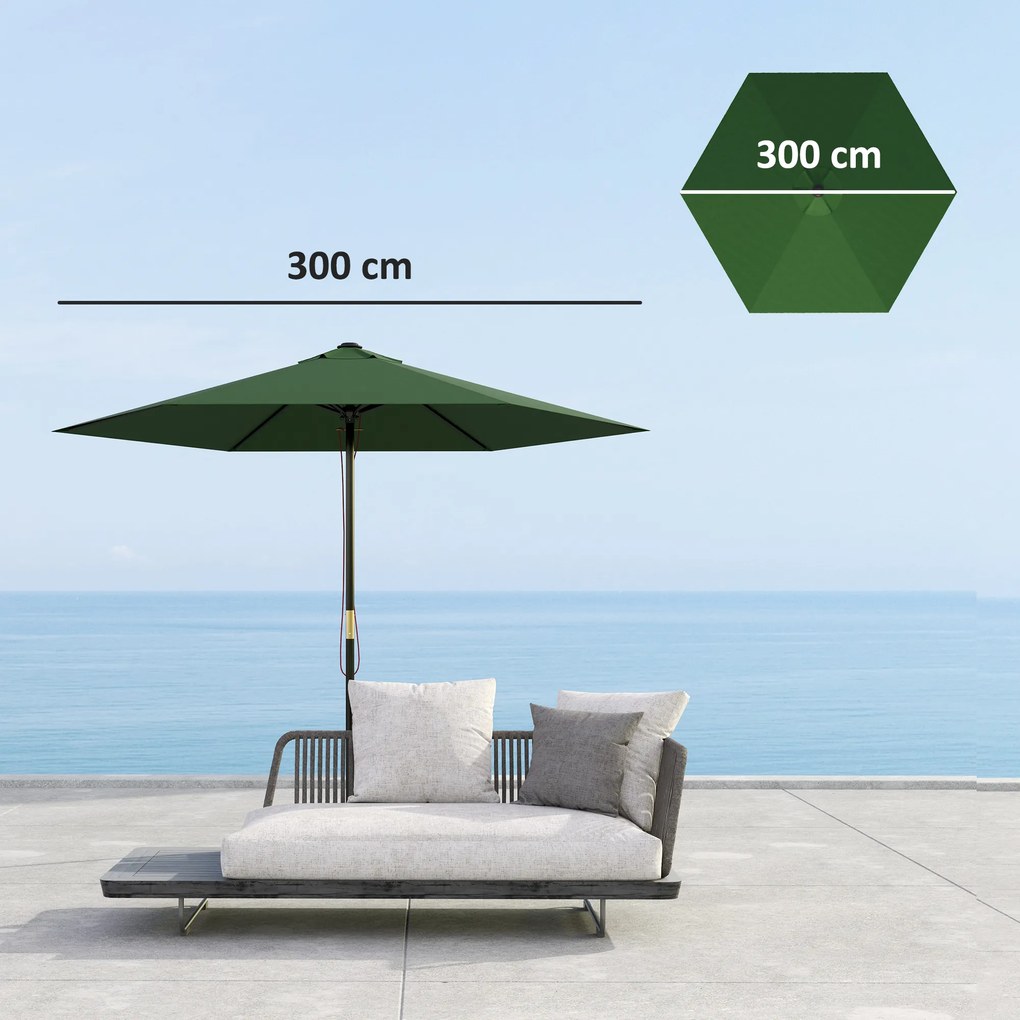 Outsunny Înveliș de Schimb pentru Umbrelă cu Orificii de Aerisire, Ø300 cm, Verde | Aosom Romania