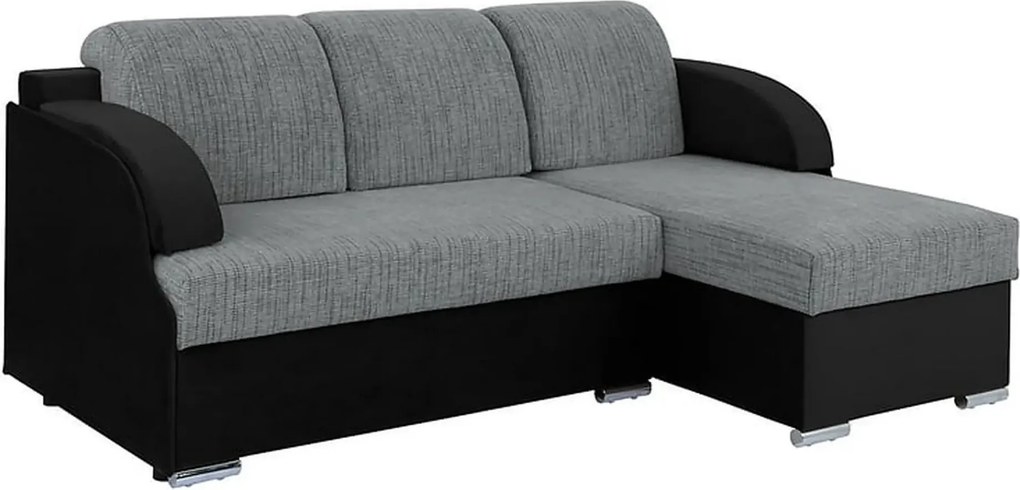 Coltar extensibil MERIN, universal, stofa catifelata negru/gri, cu lad