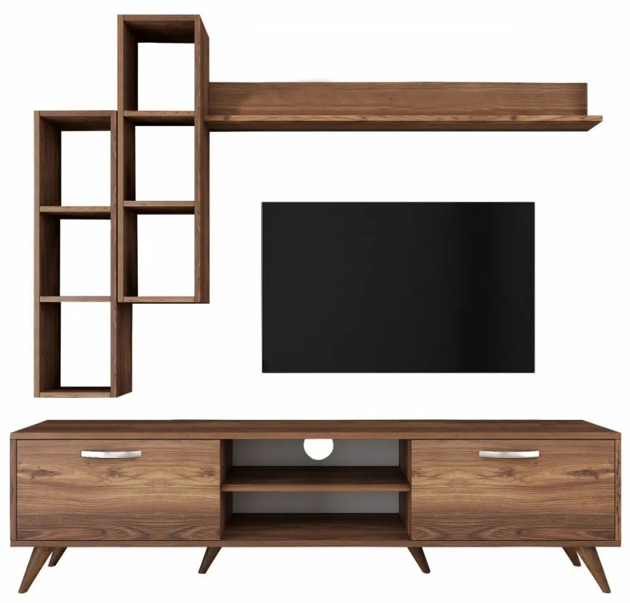 Set Comoda TV si Rafturi de Perete M16 - 262, Nuc