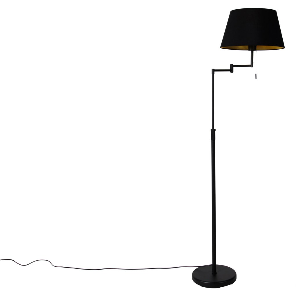 Lampă de podea inteligentă neagră cu abajur negru inclusiv Wifi A60 - Ladas Deluxe