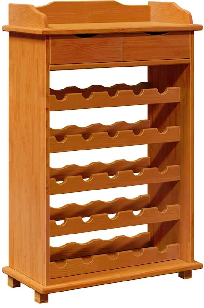 vidaXL Raft pentru vin Maro 58 x 28 x 90 cm Lemn de pin masiv