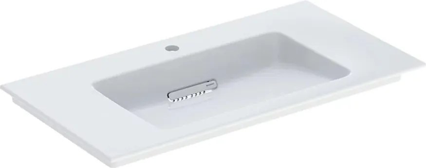 Lavoar pe mobilier Geberit One Slim 90 cm alb cu orificiu baterie si scurgere speciala