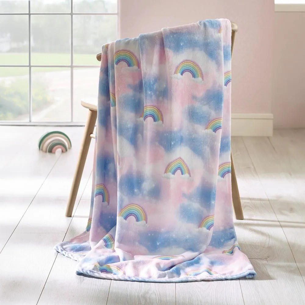 Pătură pentru copii albastră-roz din micropluș/cocolino 130x170 cm Candy Unicorn – Catherine Lansfield